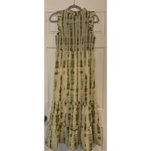 Marie Oliver Quinnlyn Maxi‎ Dress Sz XS Clover Smocked Tiered Ruffle Boho Lined